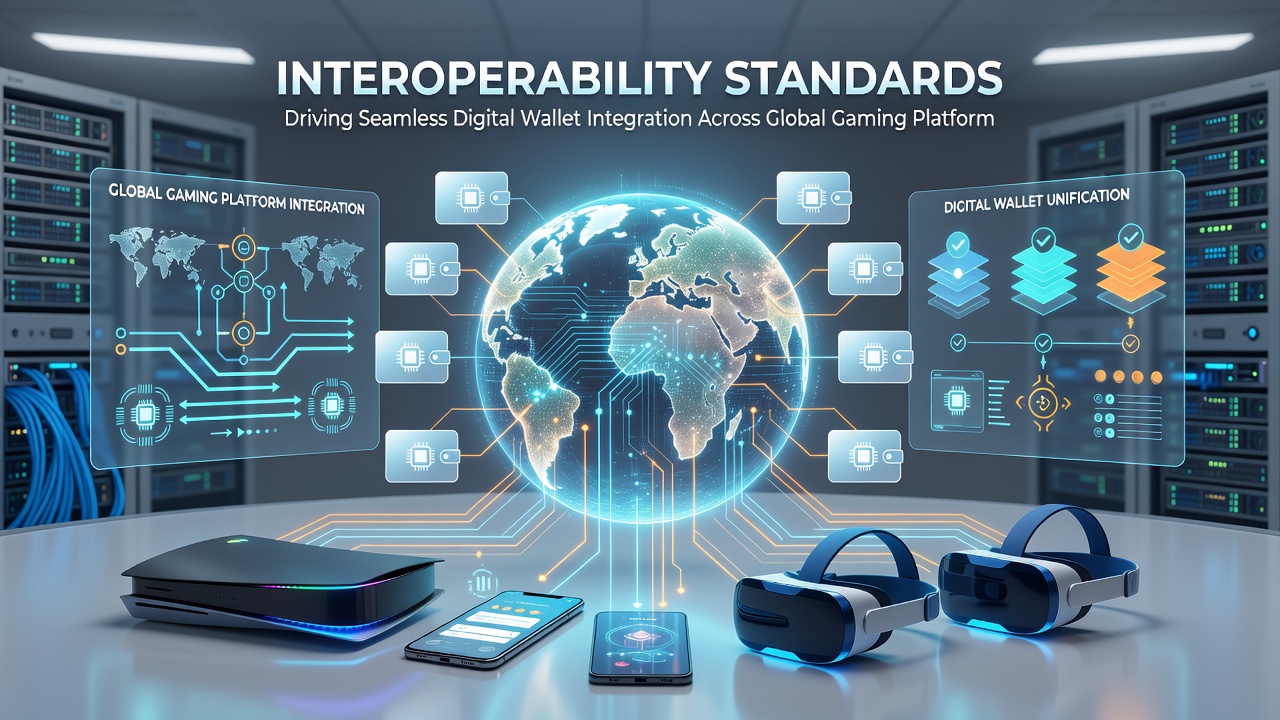Digital wallet integration across global gaming platforms showing interconnected systems and secure transaction flows